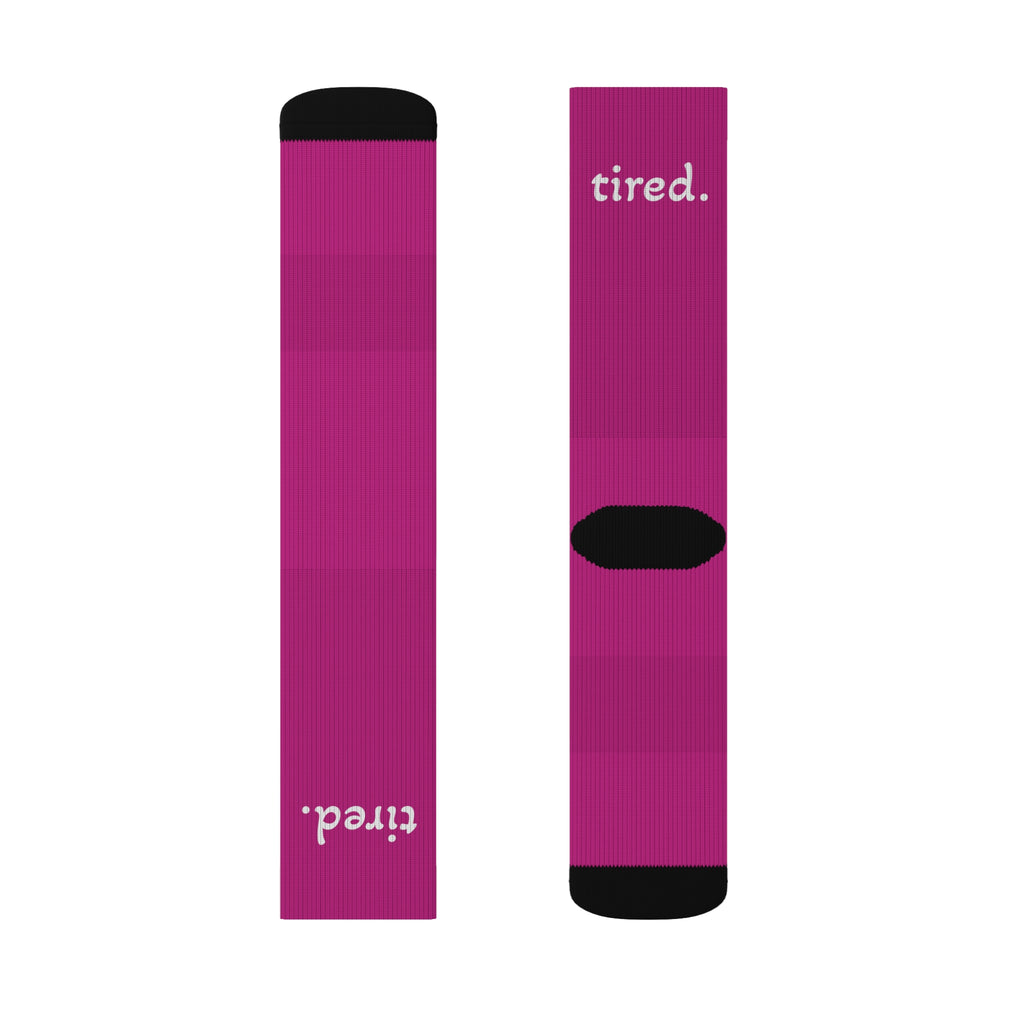 Long, comfy socks that say what you're thinking: tired. Perfect for lazy days, bad moods, or doing absolutely nothing—in style.