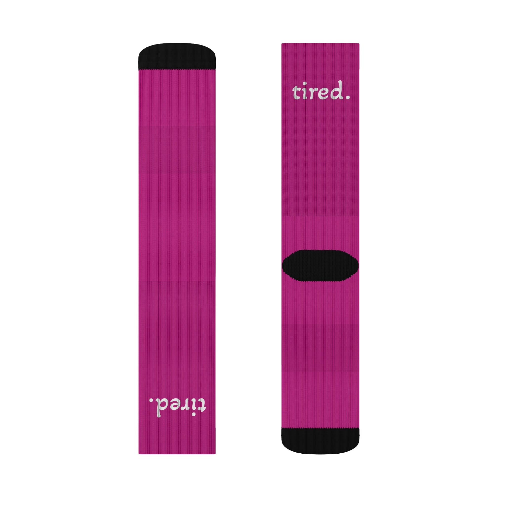 Long, comfy socks that say what you're thinking: tired. Perfect for lazy days, bad moods, or doing absolutely nothing—in style.