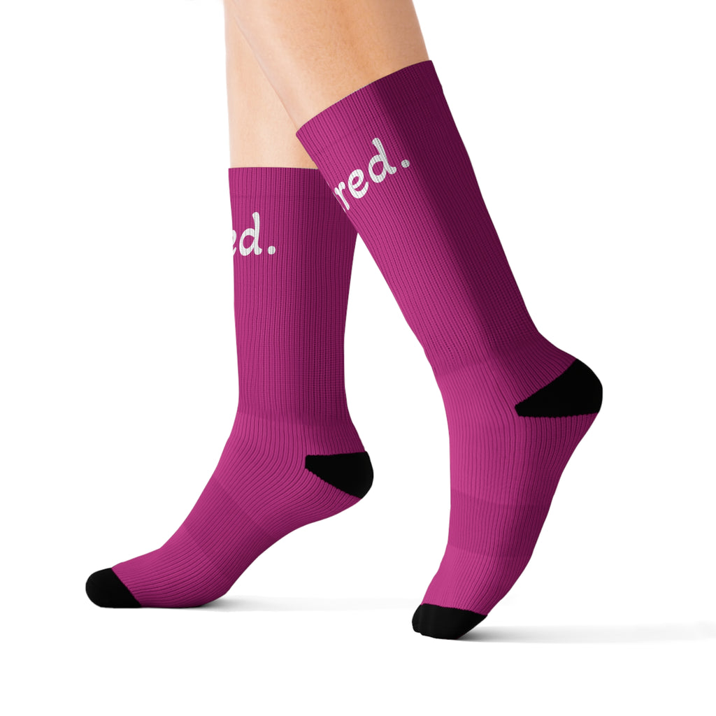 Long, comfy socks that say what you're thinking: tired. Perfect for lazy days, bad moods, or doing absolutely nothing—in style.